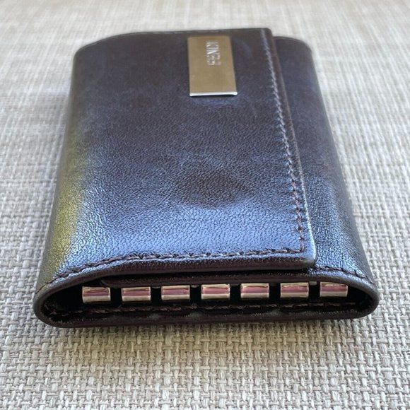 FENDI Key Chain Logo Leather 6 Ring Key Case Brown Keys Holder Bag Made in Italy - Picture 6 of 12